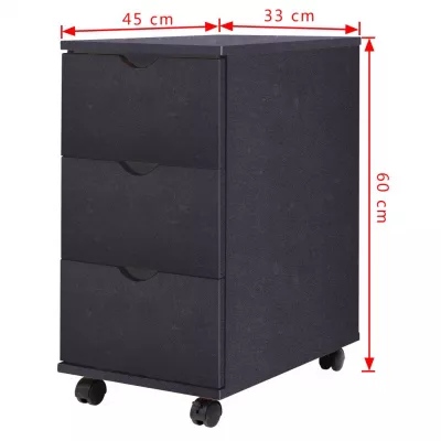 Dulap cu sertare, 33 x 45 x 60 cm, negru