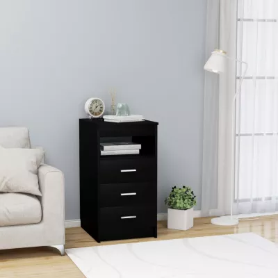 Dulap cu sertare, negru, 40 x 50 x 76 cm, PAL