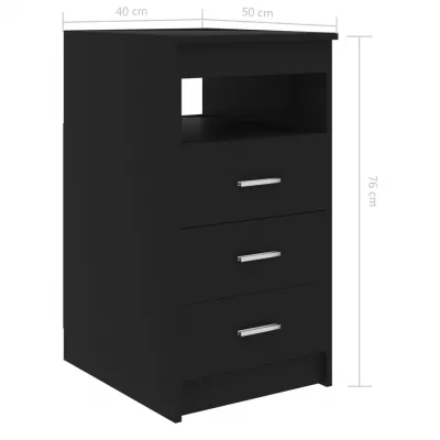 Dulap cu sertare, negru, 40 x 50 x 76 cm, PAL
