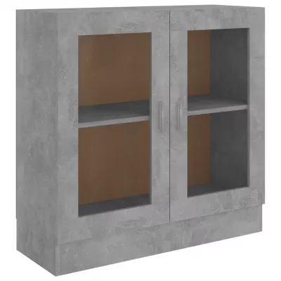 Dulap cu vitrină, gri beton, 82,5 x 30,5 x 80 cm, PAL