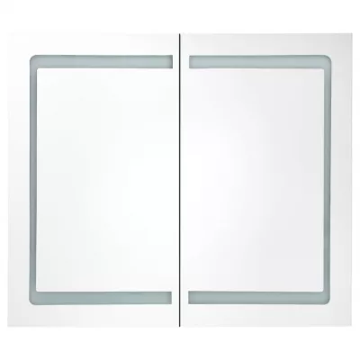 Dulap de baie cu oglindă și LED, 80 x 12,2 x 68 cm