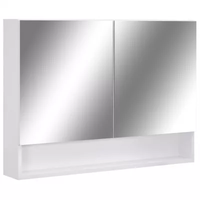 Dulap de baie cu oglindă și LED-uri, alb, 80 x 15 x 60 cm, MDF