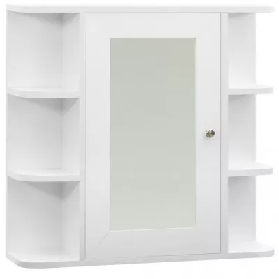 Dulap de baie cu oglindă, alb, 66 x 17 x 63 cm, MDF