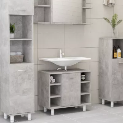Dulap de baie, gri beton, 60 x 32 x 53,5 cm, PAL