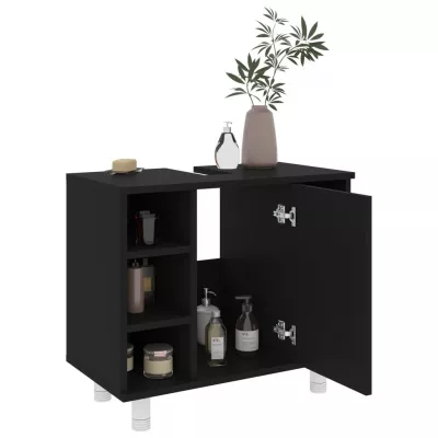 Dulap de baie, negru, 60 x 32 x 53,5 cm, PAL