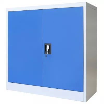 Dulap de birou, metal, 90 x 40 x 90 cm, gri și albastru