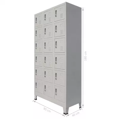 Dulap de vestiar cu 18 compartimente, metal, 90x40x180 cm