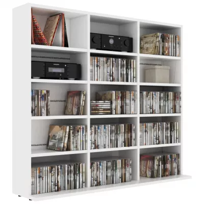 Dulap pentru CD-uri, alb, 102 x 23 x 89,5 cm, PAL