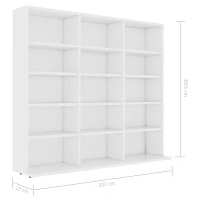 Dulap pentru CD-uri, alb, 102 x 23 x 89,5 cm, PAL