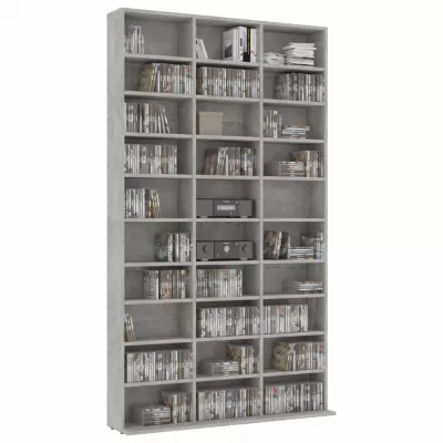 Dulap pentru CD-uri, gri beton, 102 x 23 x 177,5 cm, PAL