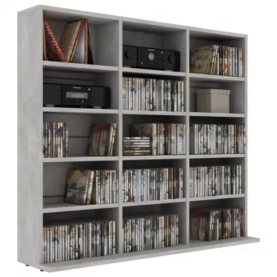 Dulap pentru CD-uri, gri beton, 102 x 23 x 89,5 cm, PAL