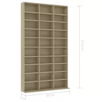 Dulap pentru CD-uri, stejar Sonoma, 102 x 23 x 177,5 cm, PAL