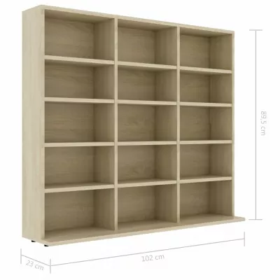 Dulap pentru CD-uri, stejar Sonoma, 102 x 23 x 89,5 cm, PAL