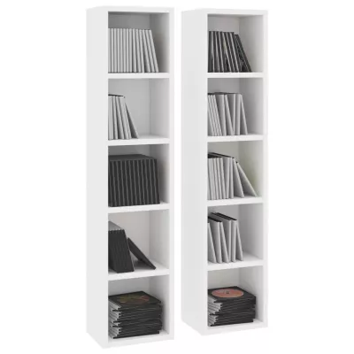 Dulapuri CD-uri, 2 buc., alb, 21 x 16 x 93,5 cm, PAL