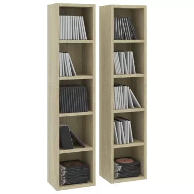 Dulapuri CD-uri, 2 buc., stejar Sonoma, 21x16x93,5 cm, PAL