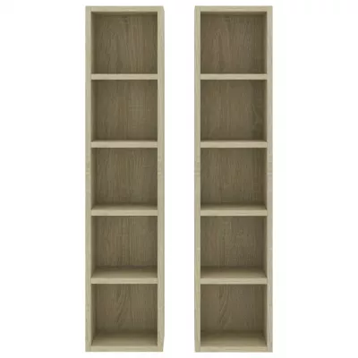 Dulapuri CD-uri, 2 buc., stejar Sonoma, 21x16x93,5 cm, PAL
