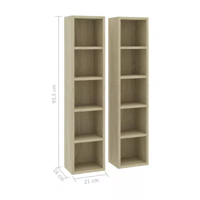 Dulapuri CD-uri, 2 buc., stejar Sonoma, 21x16x93,5 cm, PAL