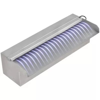 Fântână piscină dreptunghiulară LED-uri 30 cm oțel inoxidabil