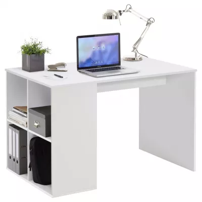 FMD Birou cu rafturi laterale, alb, 117 x 72,9 x 73,5 cm