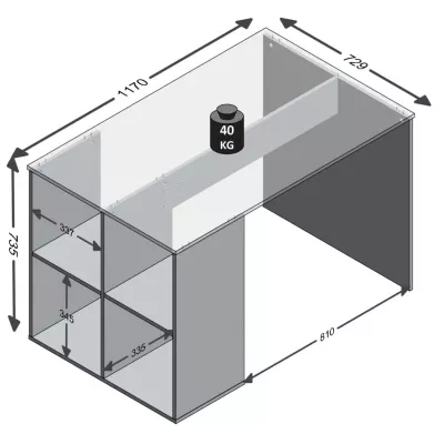 FMD Birou cu rafturi laterale, alb, 117 x 72,9 x 73,5 cm