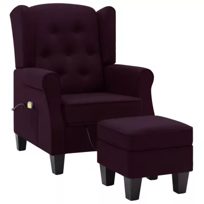 Fotoliu de masaj cu taburet, violet, material textil