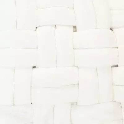 Fotoliu puf cu design impletit, alb, 50 x 35 cm, bumbac