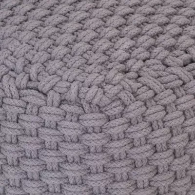 Fotoliu puf tricotat manual, gri, 50 x 50 x 30 cm, bumbac