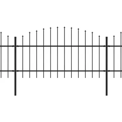 Gard de grădină cu vârf suliță, negru, (1-1,25) x 11,9 m oțel