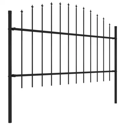 Gard de grădină cu vârf suliță, negru, (1-1,25)x13,6 m oțel