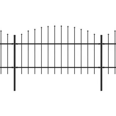 Gard de grădină cu vârf suliță, negru, (1-1,25) x 8,5 m, oțel