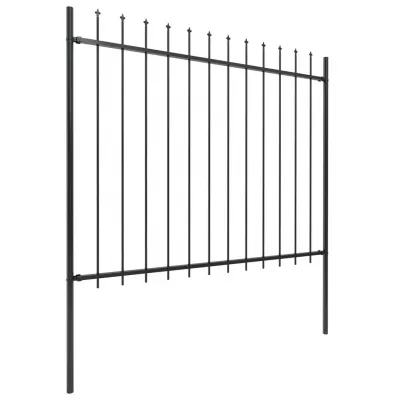 Gard de grădină cu vârf suliță, negru, 15,3 x 1,5 m, oțel
