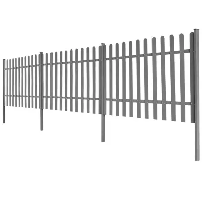 Gard din șipci cu stâlpi, 3 buc., 600 x 120 cm, WPC