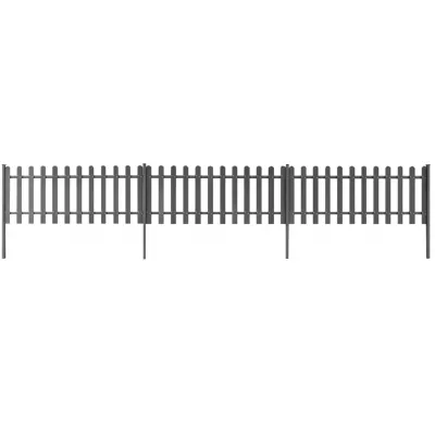 Gard din șipci cu stâlpi, 3 buc., 600 x 60 cm, WPC