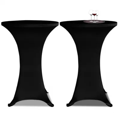 Husă de masă cu picior, Ø70 cm, 4 buc., negru, elastic
