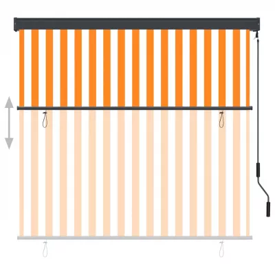 Jaluzea tip rulou de exterior, alb și portocaliu, 160 x 250 cm