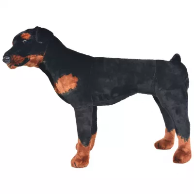 Jucărie de pluș câine rottweiler, negru și maro XXL