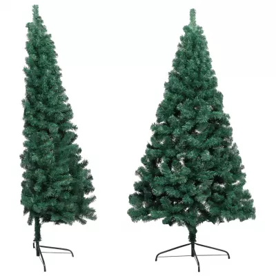Jumătate pom Crăciun artificial cu suport, verde, 180 cm, PVC
