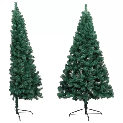 Jumătate pom Crăciun artificial cu suport, verde, 210 cm, PVC