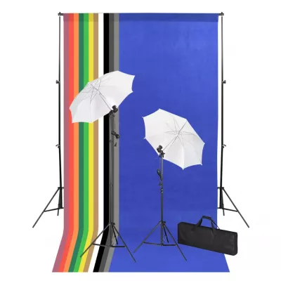 Kit de studio foto cu fundaluri, lămpi și umbrele