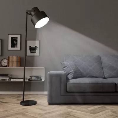 Lampă de podea, negru, metal, E27