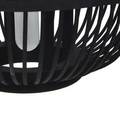 Lampă suspendată, negru, 30 x 22 cm, răchită, 40 W, glob, E27