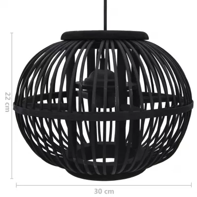 Lampă suspendată, negru, 30 x 22 cm, răchită, 40 W, glob, E27