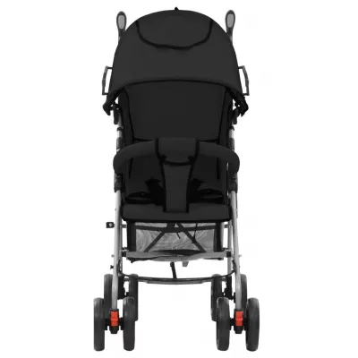 Landou/cărucior pliabil copii 2-in-1, negru, oțel