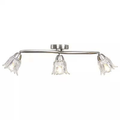 Lustră, abajururi de sticlă transparentă, 3 becuri E14, lalea
