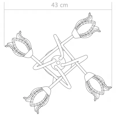 Lustră cu abajururi din sticlă in formă de floare, 4 becuri G9