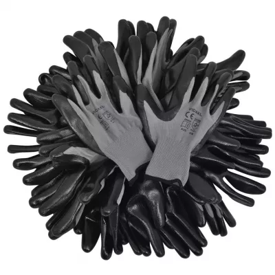 Mănuși lucru din nitril, 24 perechi, mărime 8/M, gri și negru