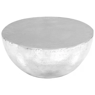 Măsuță cafea, argintiu, 70 x 30 cm, aluminiu bătut cu ciocanul