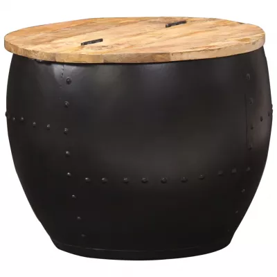 Măsuță de cafea, 53 x 43 cm, lemn masiv de mango, rotund