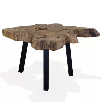 Măsuță de cafea din lemn de tec natural, 80 x 70 x 38 cm