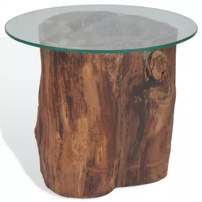 Măsuță de cafea, lemn de tec și sticlă, 50 x 40 cm